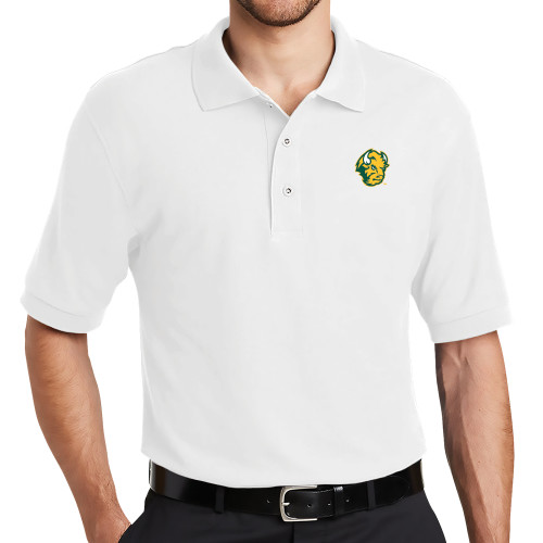 White Silk Touch Polo-Bison Head