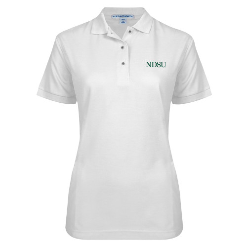 Womens Silk Touch White Pique Polo-University Signature
