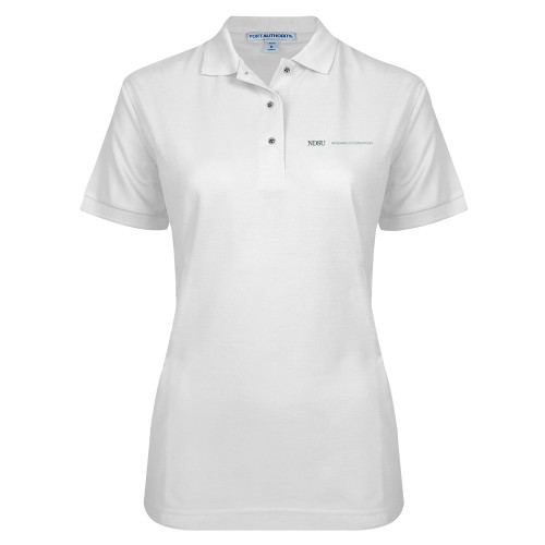 Womens Silk Touch White Pique Polo-NDSU Research Foundation