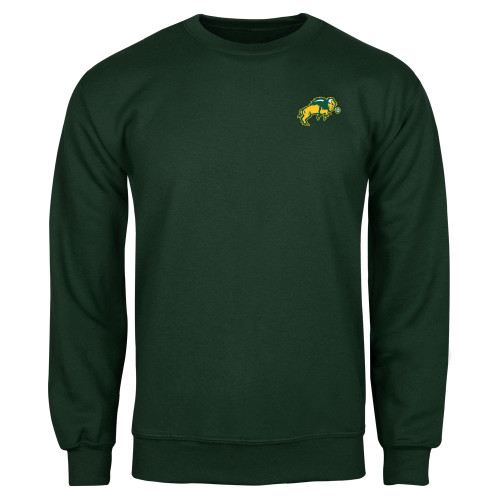 Dark Green Fleece Crew-Full Bison
