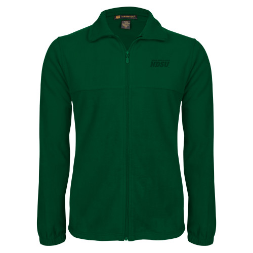 Dark Green Fleece Full Zip Jacket-NDSU Wordmark