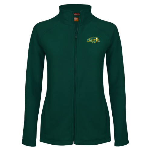 Womens Dark Green Fleece Full Zip Jacket-Primary Mark