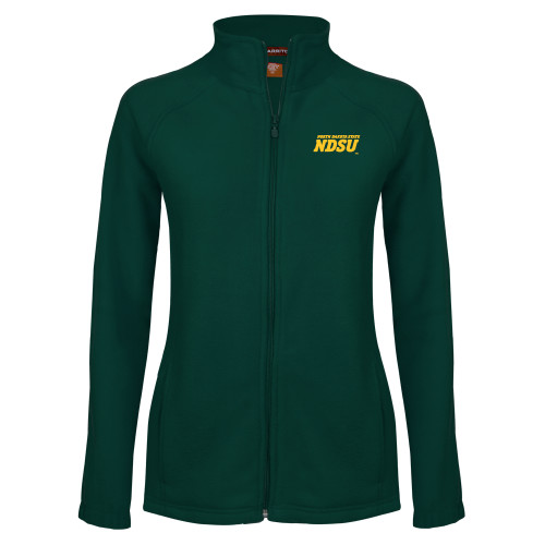 Womens Dark Green Fleece Full Zip Jacket-NDSU Wordmark