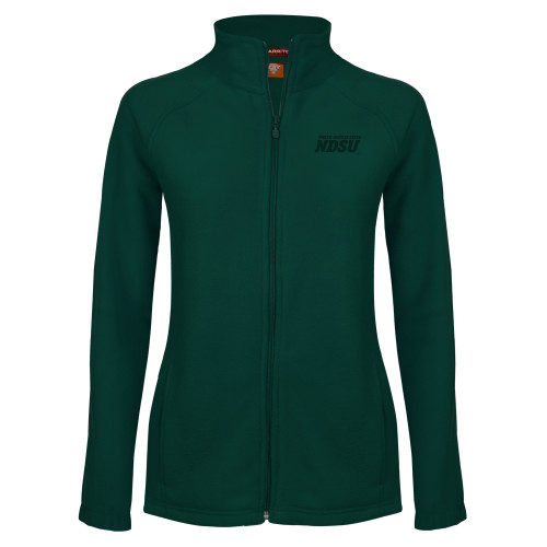 Womens Dark Green Fleece Full Zip Jacket-NDSU Wordmark