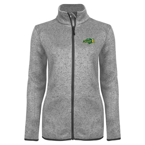 Womens Grey Heather Fleece Jacket-Primary Mark