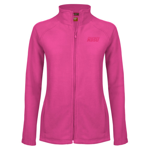 Womens Raspberry Fleece Full Zip Jacket-NDSU Wordmark