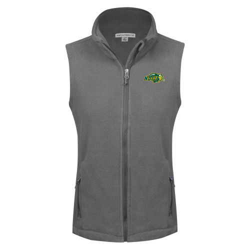 Womens Charcoal Fleece Full Zip Vest-Primary Mark