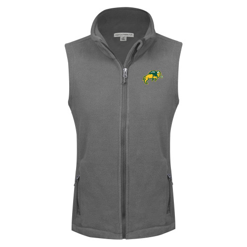 Womens Charcoal Fleece Full Zip Vest-Full Bison