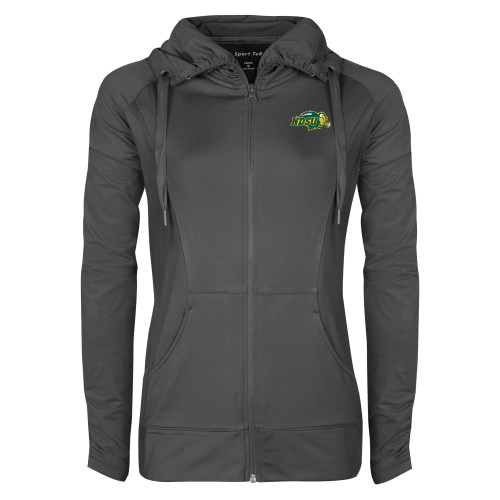 Womens Charcoal Sport Wick Stretch Full Zip Jacket-Primary Mark