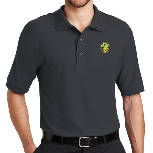 Charcoal Silk Touch Polo-Bison Head