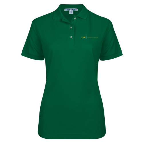 Womens Silk Touch Dark Green Pique Polo-NDSU Research Foundation