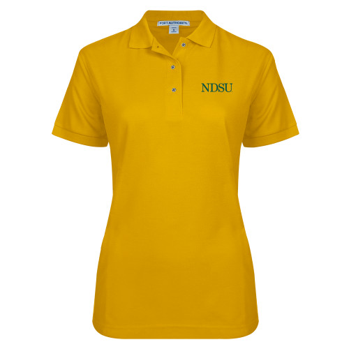 Womens Silk Touch Gold Pique Polo-University Signature