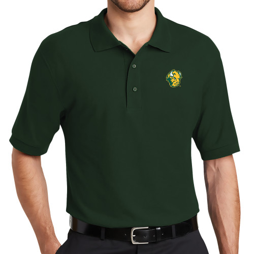 Dark Green Silk Touch Polo-Bison Head