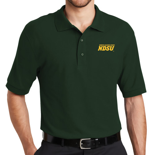 Dark Green Silk Touch Polo-NDSU Wordmark