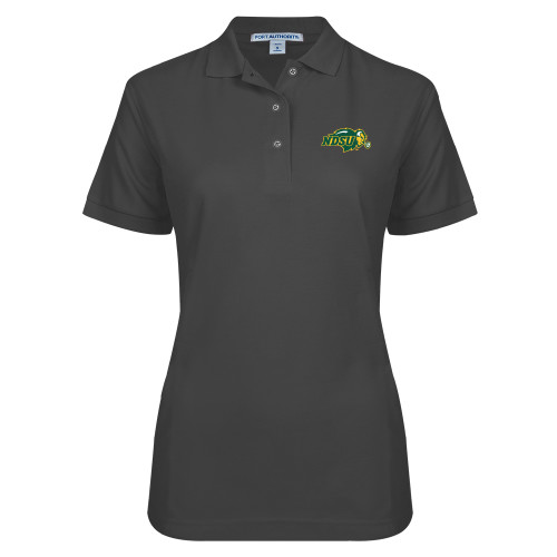 Womens Silk Touch Charcoal Pique Polo-Primary Mark