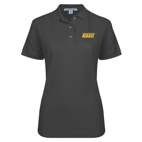 Womens Silk Touch Charcoal Pique Polo-NDSU Wordmark