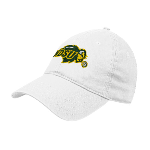 White Unstructured Adjustable Low Profile Hat-Primary Mark