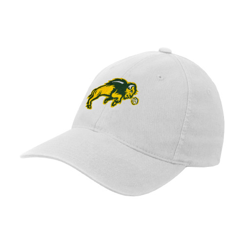 White Flexfit Structured Low Profile Hat-Full Bison