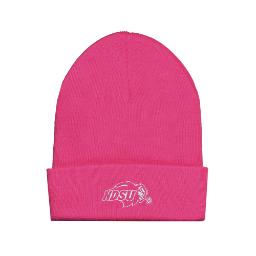 Fleece Lined Neon Pink Knit Beanie-Primary Mark