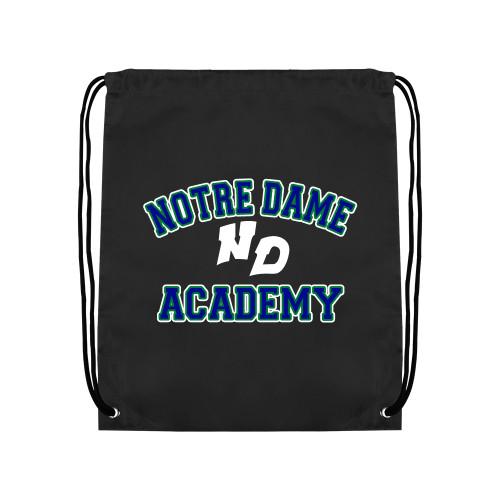 Black Drawstring Backpack-Notre Dame de La Baie Academy Notre Dame Academy ND Stacked 2 Color