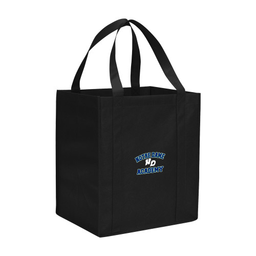 Non Woven Black Grocery Tote-Notre Dame de La Baie Academy Notre Dame Academy ND Stacked 2 Color
