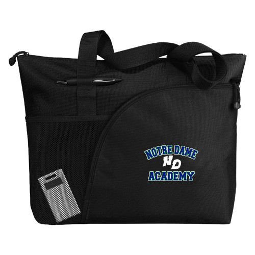 Excel Black Sport Utility Tote-Notre Dame de La Baie Academy Notre Dame Academy ND Stacked 2 Color