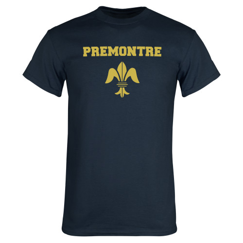 Navy T Shirt-Fleur de Lis Premontre Stacked