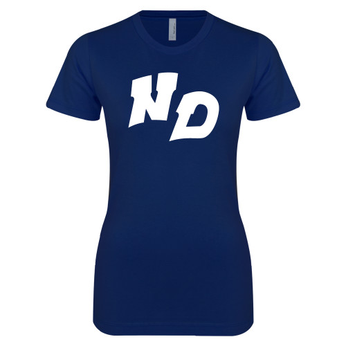 Next Level Womens Navy Boyfriend Tee-Notre Dame de La Baie Academy Notre Dame ND Stand Alone