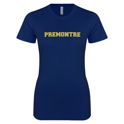 Next Level Womens Navy Boyfriend Tee-Premontre