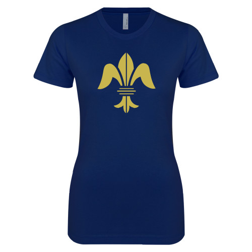 Next Level Womens Navy Boyfriend Tee-Fleur de Lis Premontre