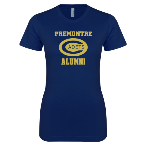 Next Level Womens Navy Boyfriend Tee-Premontre Alumni