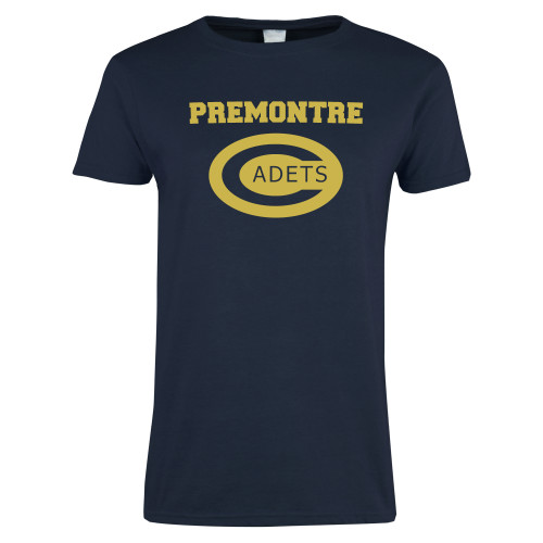 Womens Short Sleeve Navy Tee-Premontre Cadets
