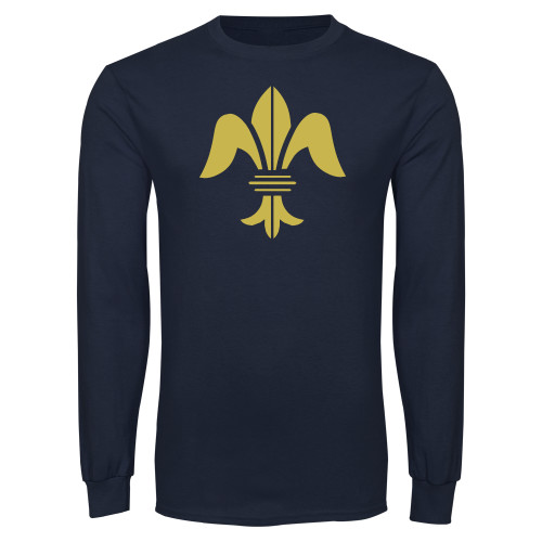 Navy Long Sleeve T-Shirt-Fleur de Lis Premontre