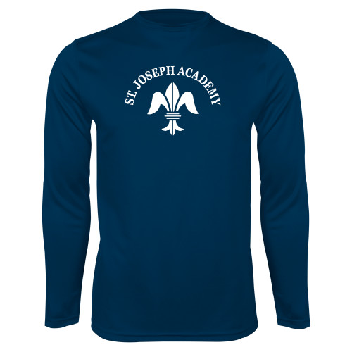 Navy Performance Long Sleeve Shirt-Notre Dame de La Baie Academy St. Joseph Academy