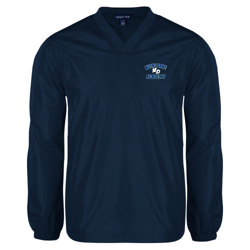 Navy V Neck Raglan Windshirt-Notre Dame de La Baie Academy Notre Dame Academy ND Stacked 2 Color