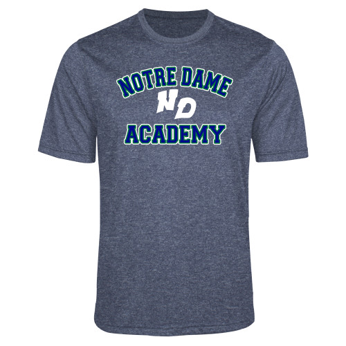 Navy Heather Performance Contender Tee-Notre Dame de La Baie Academy Notre Dame Academy ND Stacked 2 Color