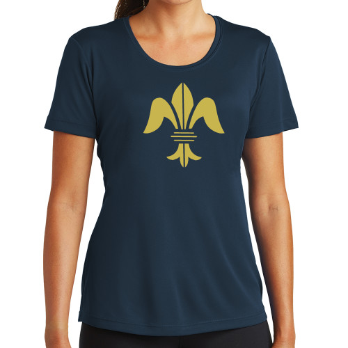 Womens Navy Performance Tee-Fleur de Lis Premontre