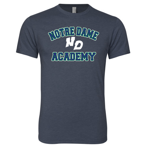 Next Level Navy Triblend Tee-Notre Dame de La Baie Academy Notre Dame Academy ND Stacked 2 Color