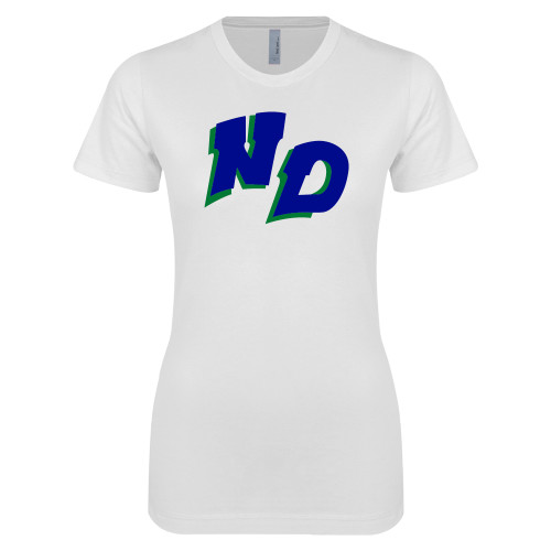Next Level Womens White Boyfriend Tee-Notre Dame de La Baie Academy Notre Dame ND Stand Alone