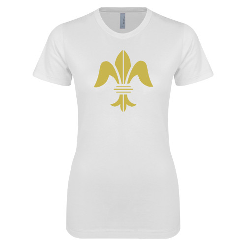 Next Level Womens White Boyfriend Tee-Fleur de Lis Premontre