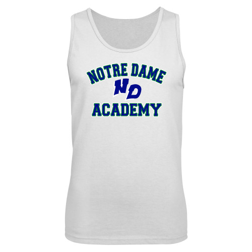 White Tank Top-Notre Dame de La Baie Academy Notre Dame Academy ND Stacked 2 Color