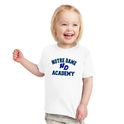 Toddler White T Shirt-Notre Dame de La Baie Academy Notre Dame Academy ND Stacked 2 Color