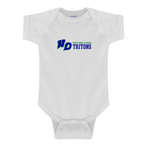 White Infant Onesie-Notre Dame de La Baie Academy Notre Dame AcademyTritons ND Flat