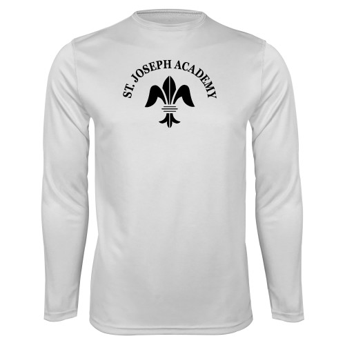White Performance Long Sleeve Shirt-Notre Dame de La Baie Academy St. Joseph Academy