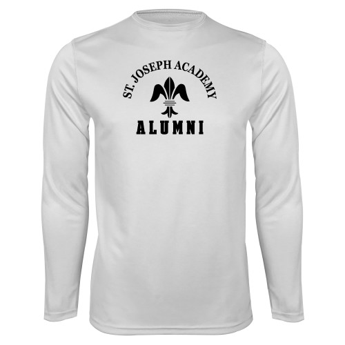 White Performance Long Sleeve Shirt-St. Joseph Academy Alumni