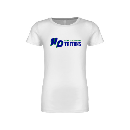 Next Level Girls White Fashion Fit T Shirt-Notre Dame de La Baie Academy Notre Dame AcademyTritons ND Flat