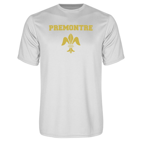 White Performance Tee-Fleur de Lis Premontre Stacked