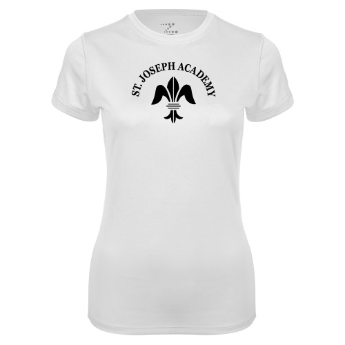 Womens White Performance Tee-Notre Dame de La Baie Academy St. Joseph Academy