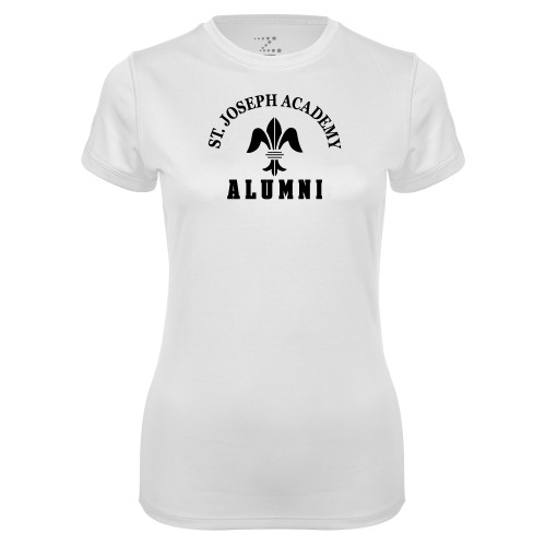 Womens White Performance Tee-St. Joseph Academy Alumni