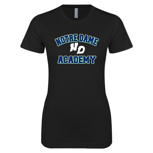 Next Level Womens Black Boyfriend Tee-Notre Dame de La Baie Academy Notre Dame Academy ND Stacked 2 Color